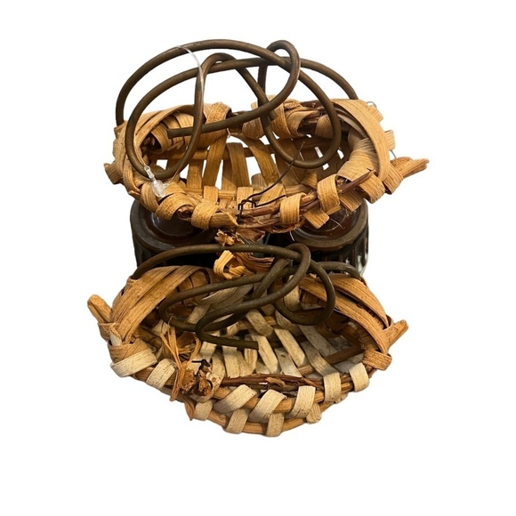 Set of 2 Early Antique Primitive Miniature Split Oak Buttocks Basket 2" - Picture 4 of 13